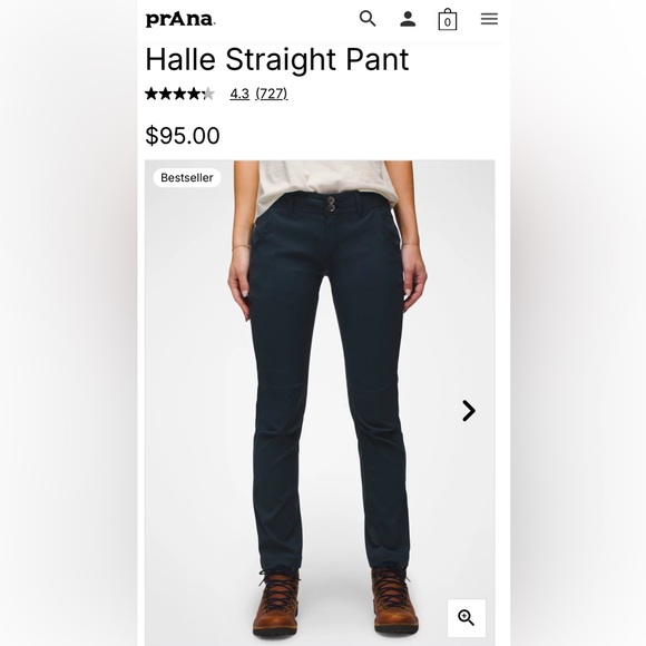 Prana Halle Straight Hiking Pant, size 4 regular, navy, like new - Picture 2 of 15